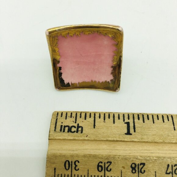 Mid Century Modern Retro Pink Gold Vintage Porcelain Screw Back Earrings Mod - Picture 7 of 7